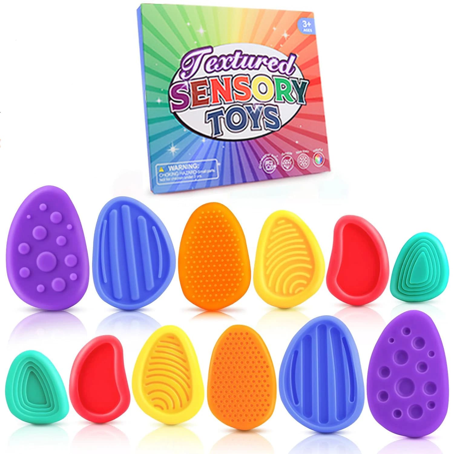 Giocattoli sensoriali Fidget Pietra per bambini Confezione da 6 pietre morbide testurizzate per preoccupazioni per autismo ADHD Adolescenti Set di giocattoli antistress per l'ansia
