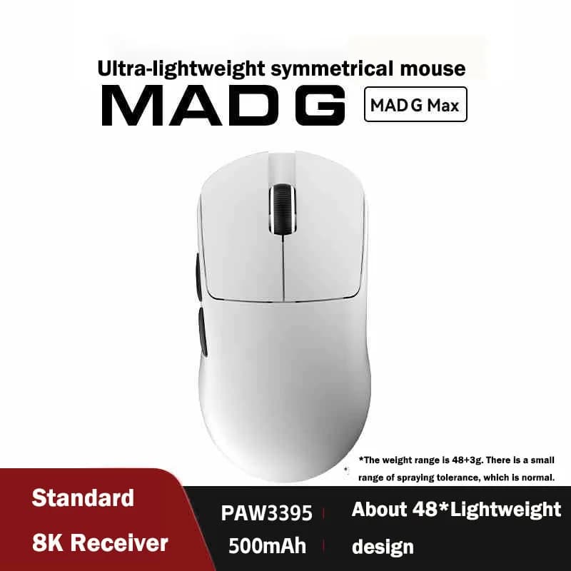 MADLIONS MAD G Lightweight Wireless Mouse 8KHz Nordic 52840 PAW3395 Lightweight Laptop Esports Custom Gamer PC Gaming Mouse