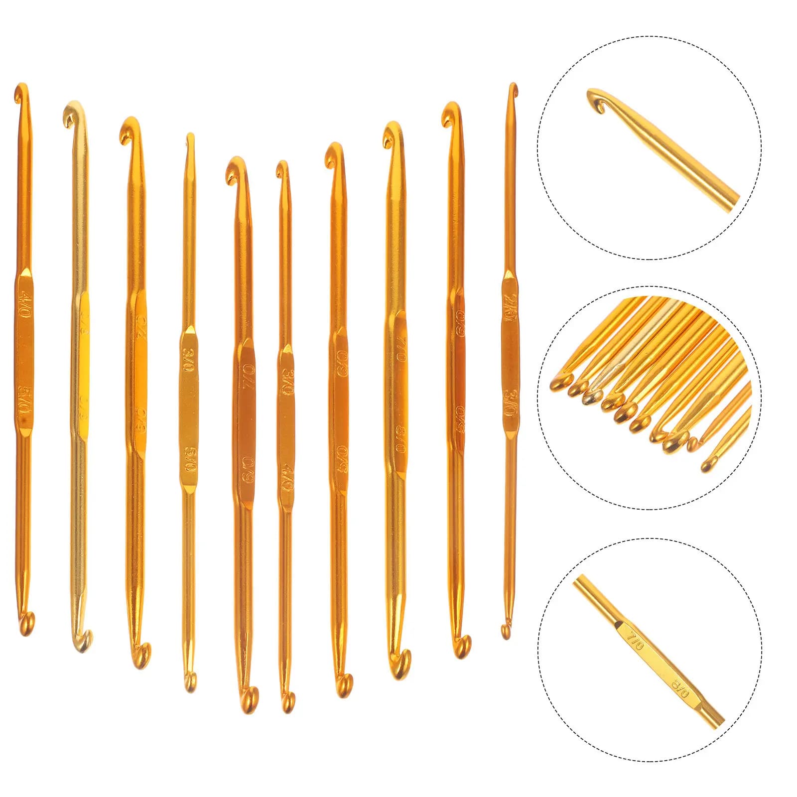 Set di 10 uncinetti in alluminio con impugnatura ergonomica per lavori artigianali con filati, maglioni, sciarpe, cappelli, guanti e accessori per il maglieria