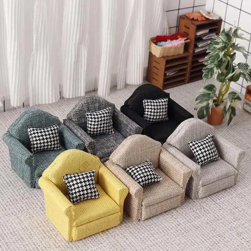 XXFE Decorative miniature plush sofa box Single realistic design sofa for toy house