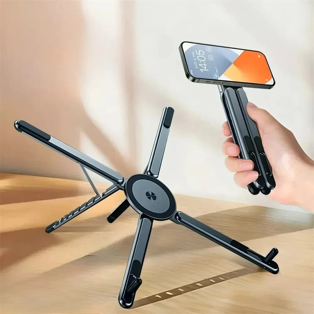 Magnetic phone stand holder Laptop Desktop Bracket Foldable Tripod Stand Portable Phone Bracket for iPhone ipad Tablet Laptop PC