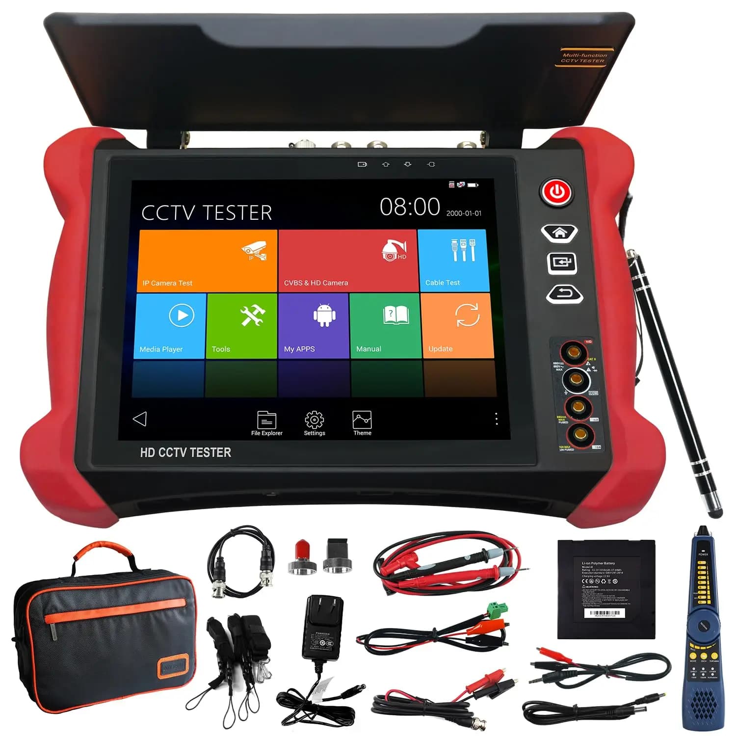 8K CCTV IPC Tester 90W Power Output PoE Camera Test 8MP SDI TVI CVI AHD Test TDR Cable Test DMM OPM VFL WiFi Network Tools HDMI
