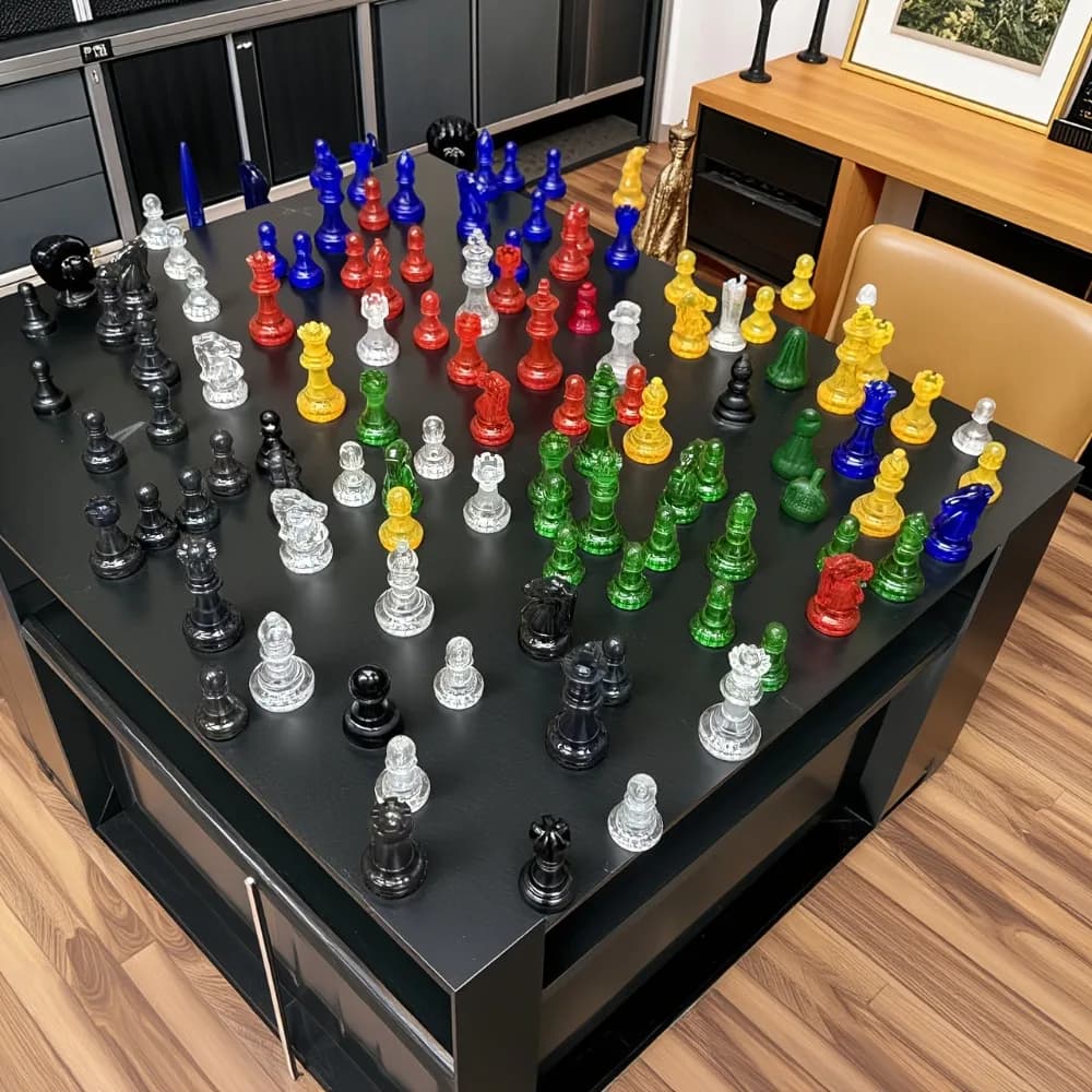 32 PCS High-End Transparent Chess Set, Exclusive New Transparent Pieces, Traditional Chess Set, Transparent Piece Set, 9 Color