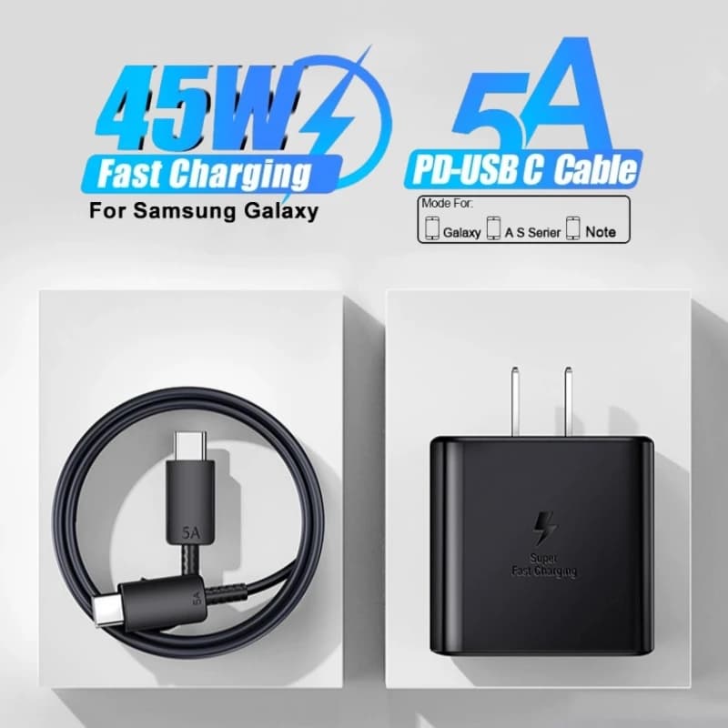 PD45W caricatore USB C per Samsung Galaxy S24 S23 S22 S21 S20 Ultra S10 Plus FE ricarica Super veloce tipo C accessori per cavi di ricarica