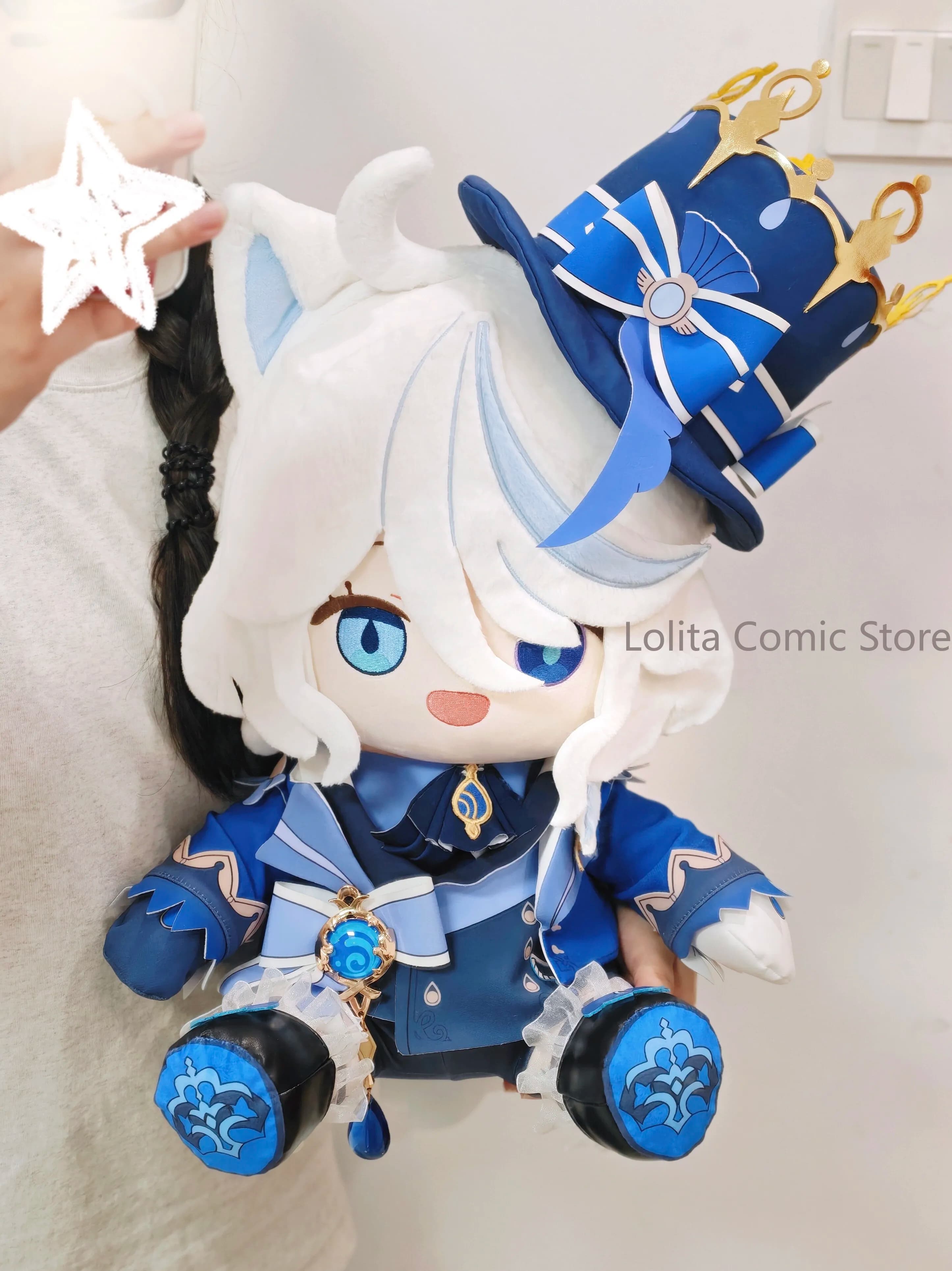 Genshin Impact Furina Focalors Fan Made 40cm Cotton Doll Sitting Pose Dress up Huggable Plush Pillow Doll Stuffed Character Toy