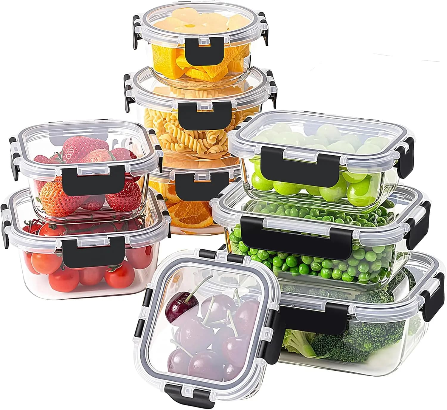 18-Piece Glass Food Storage Containers with Lids, Airtight Bento Boxes, Oven & Freezer Safe, BPA-Free