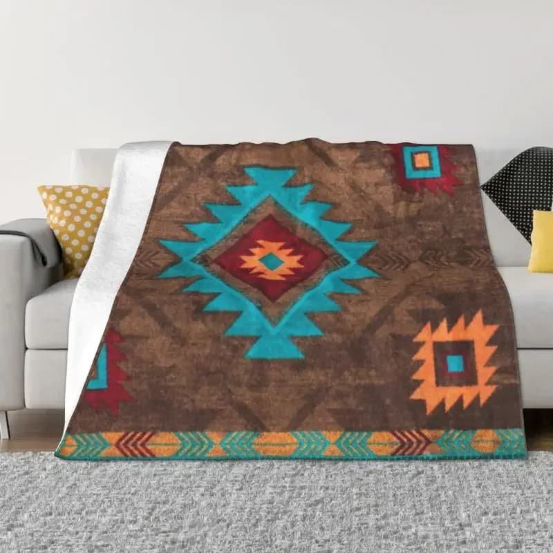 Divano in pile Boho Navajo Turkish Kilim Diamond Throw coperta flanella Bohemian etnico Geometric Art coperte copriletti per divano auto