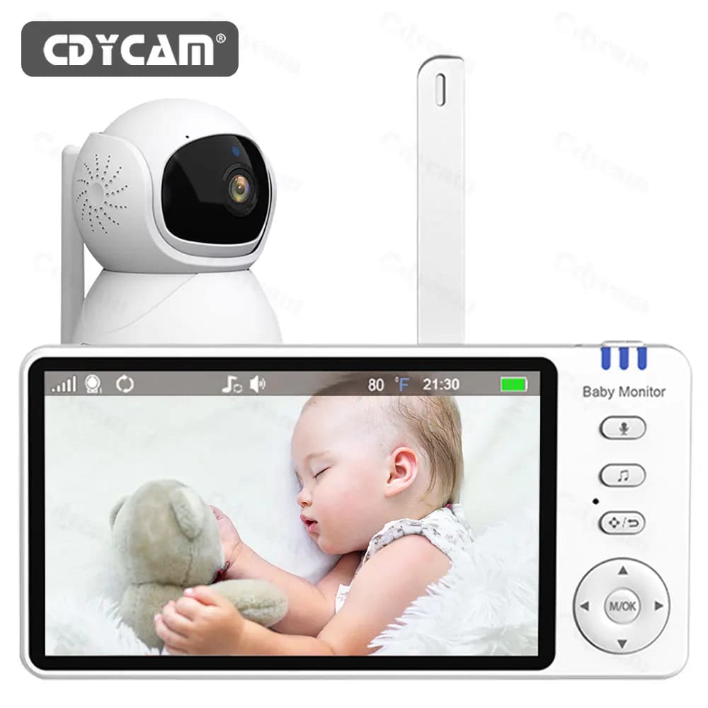 Cdycam ABM570 schermo IPS per Baby Monitor da 5.0 pollici con telecamera PTZ per tata Audio a 2 vie telecamera per ninna nanna telecamera per visione notturna