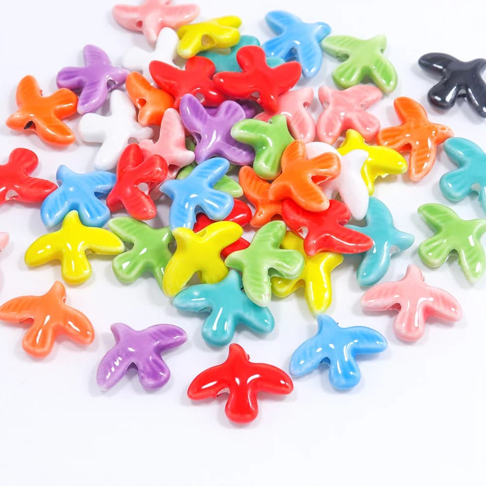 10 Pezzi Perline in Ceramica a Forma di Colomba della Pace per Creazione di Gioielli Fai-da-Te, Orecchini 17x14mm, Mini Perline in Porcellana a Forma di Piccione, Accessori per Artigianato
