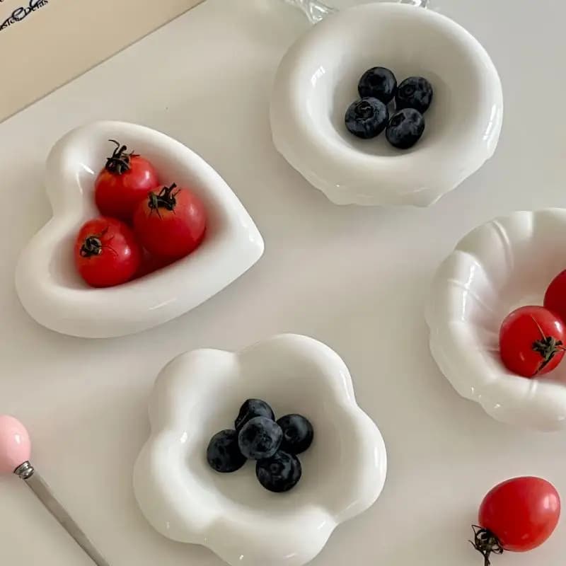 Ciotola in Ceramica per Ketchup, Piatto Bianco per Condimenti, Mini Ciotola per Miele e Aceto, Ciotola per Salsa, Espositore per Gioielli