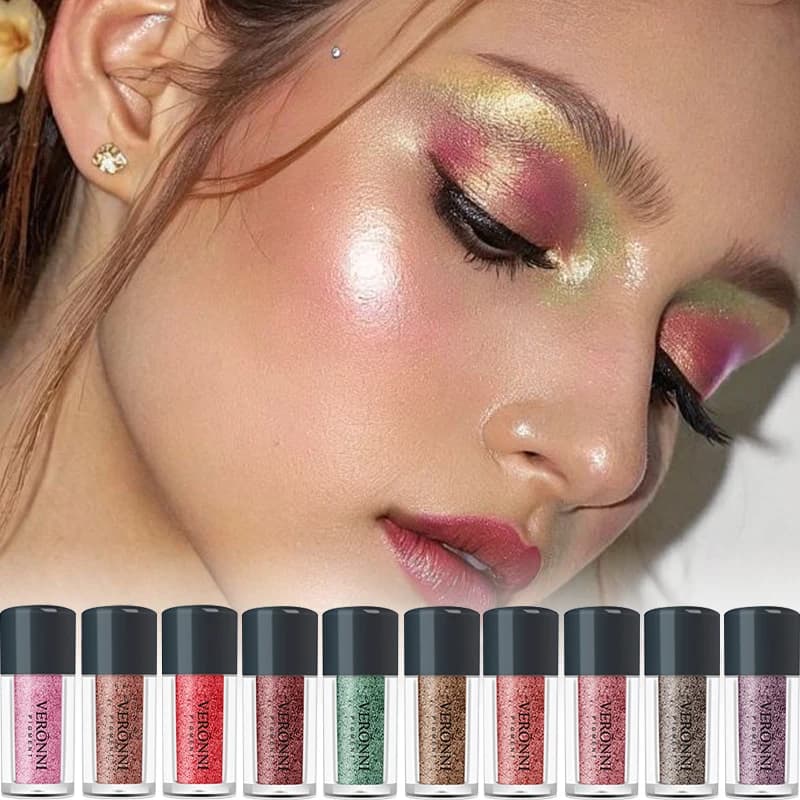 VERONNI Mermaid Diamond Shimmer Eyeshadow Powder, ombretto ad alta pigmentazione, impermeabile a lunga durata, trucco occhi multifunzionale fai da te
