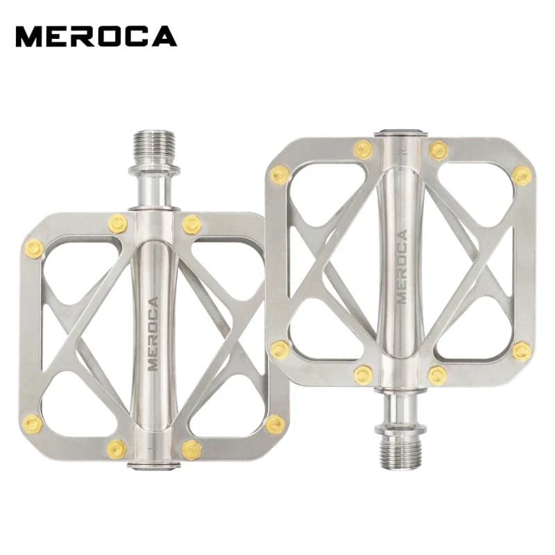 Titanium Alloy Pedals MEROCA Anti-slip Bicycle Pedals Universal Pedal Accessories for ultralight mountain bikes with 3 bearings