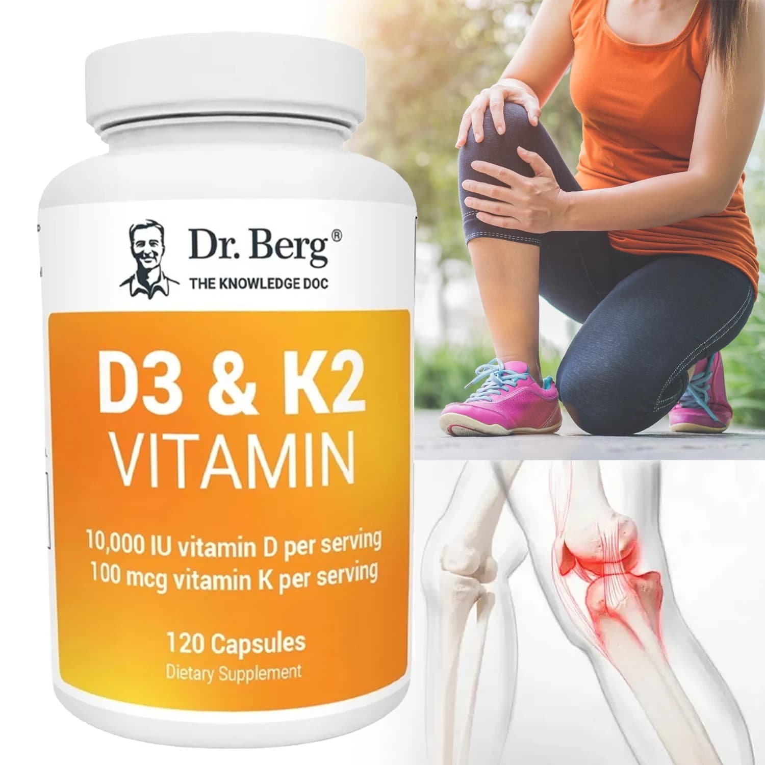 Supplement for vitamin D3 and K2 capsules: helps support bone and immune health, maximizes calcium absorption and increases energy