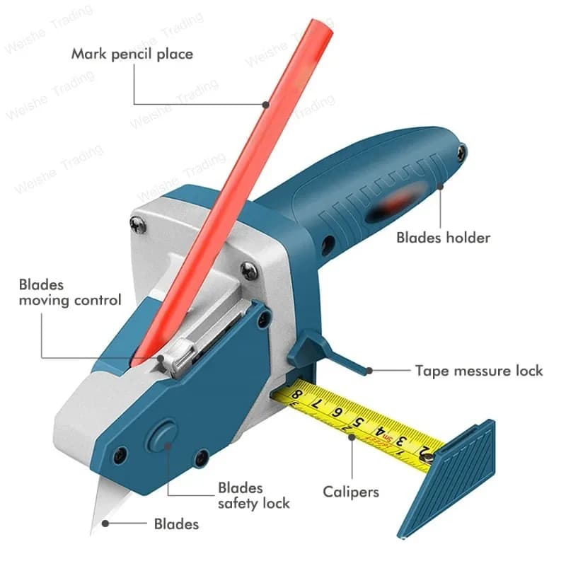 Utensile Manuale per Taglio Cartongesso con Metro a Nastro e Lama per Lavorazione del Legno