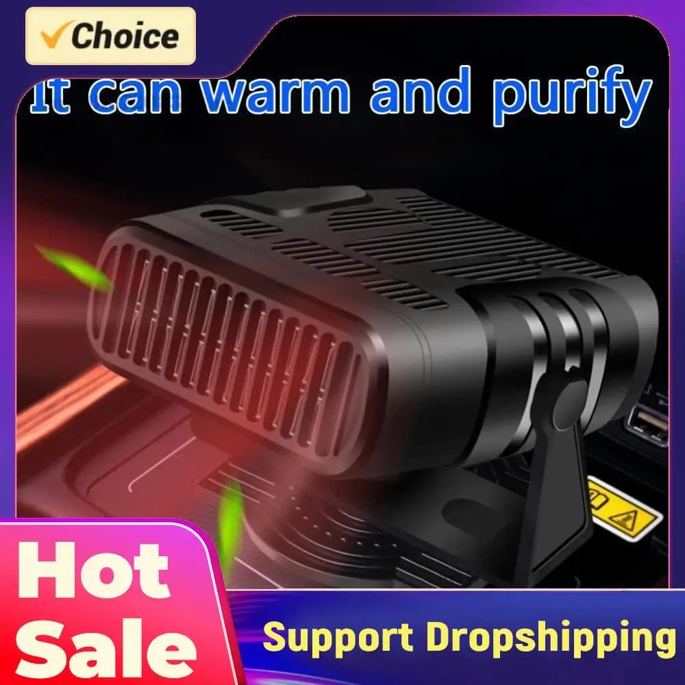 Riscaldatore Portatile per Auto 12V/24V, Ventilatore Elettrico Rotante a 360 Gradi, Riscaldatore Antiappannamento e Antigelo per Automobile