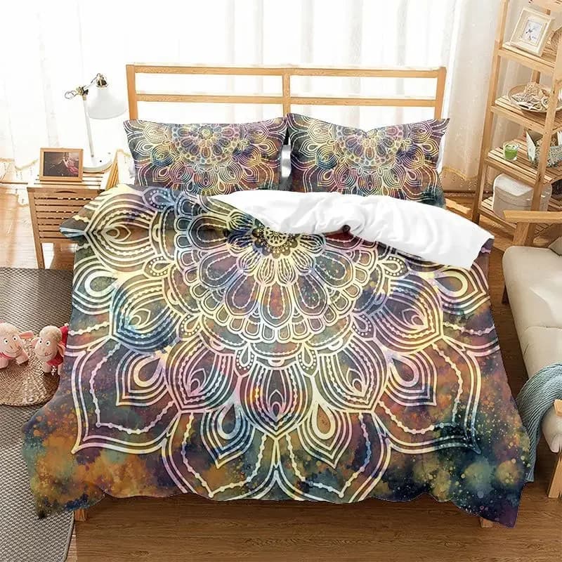 Set da letto in tessuto microfibra della Cina continentale Set copripiumino di lusso Housse De Couette 260x240 Cm Stampa 3D Mandala Set letto matrimoniale
