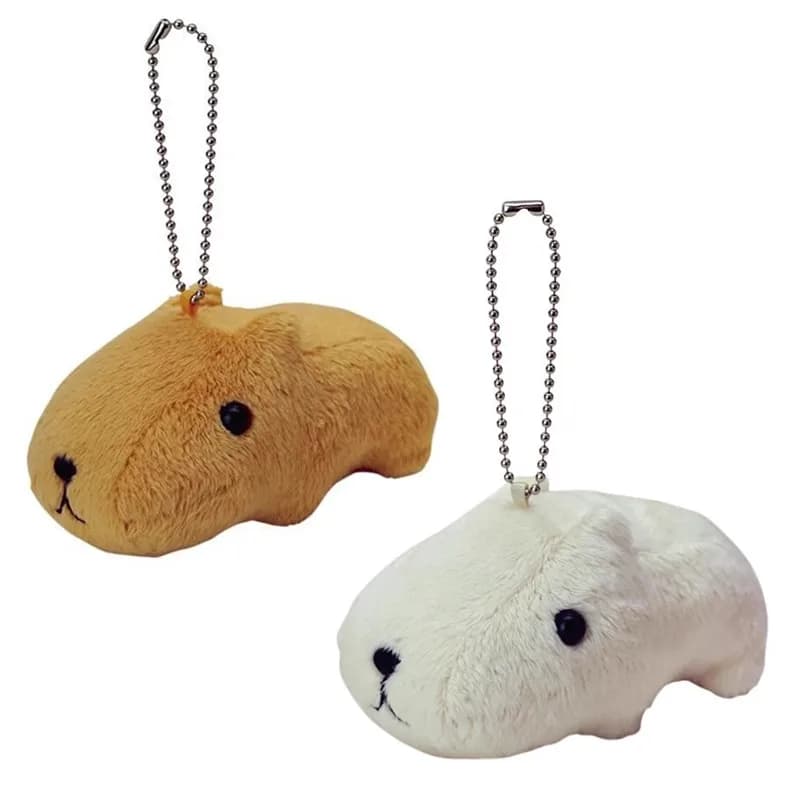 Nuovo Carino Kapibarasan Capibara Marrone Bianco Peluche Portachiavi 10 CM Piccolo Pandent Bambini Animali di Peluche Giocattoli Per I Bambini