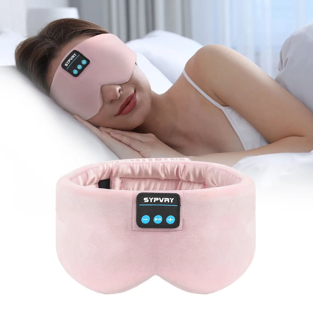 SYPVRY Maschera per il sonno Bluetooth Wireless 5.3 Maschera per dormire Cuffie per maschera per dormire in seta da viaggio con cuffie Bluetooth