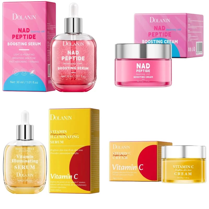 Dolanjn Vitamin C Face Cream Nad Peptide Face Serum Hydrating Brightening Firming Facial Essence Moisturizer Skin Care Product