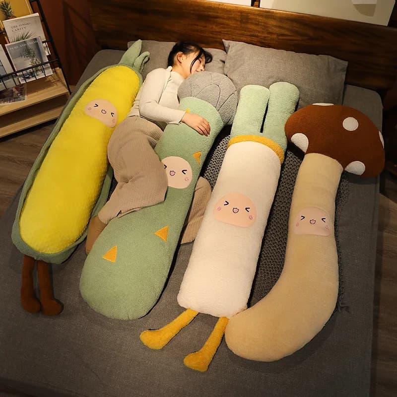 Cartone animato lungo sonno cuscino morbido vegetale mais cipolla fungo peluche bambola cuscino regalo