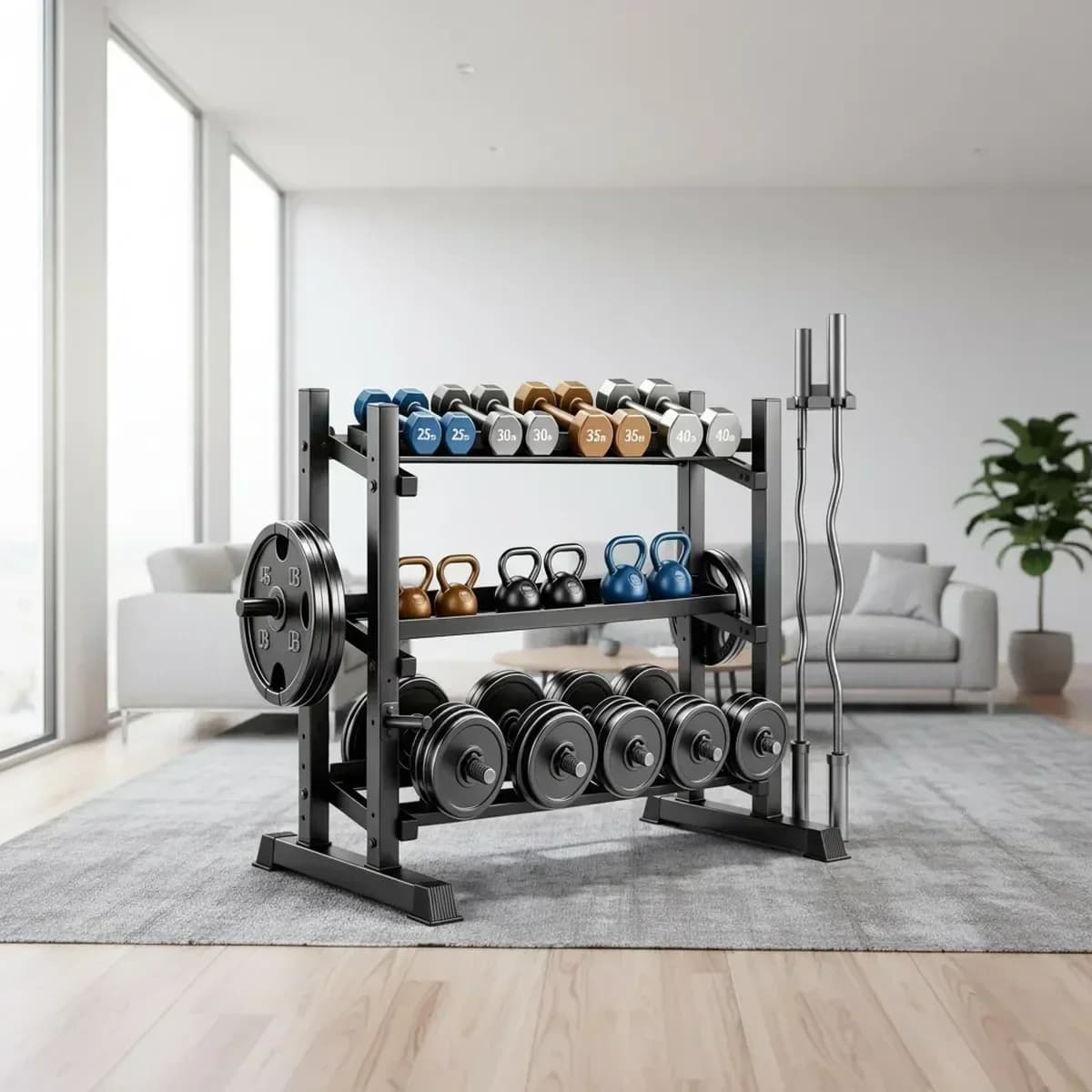 Heavy Duty 3 Tier Dumbbell Storage Rack Home Gym Weight Organizer