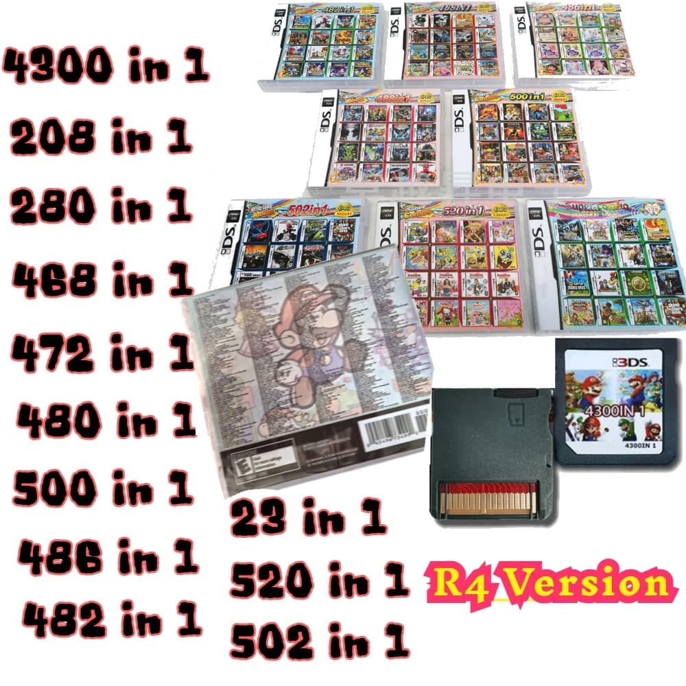 Cartucce di Gioco Pokémon per DS NDS 3DS 3DS NDSL, Scheda di Gioco per Console Portatile (Scheda R4) 4300in1/208in1/23in1/482in1...