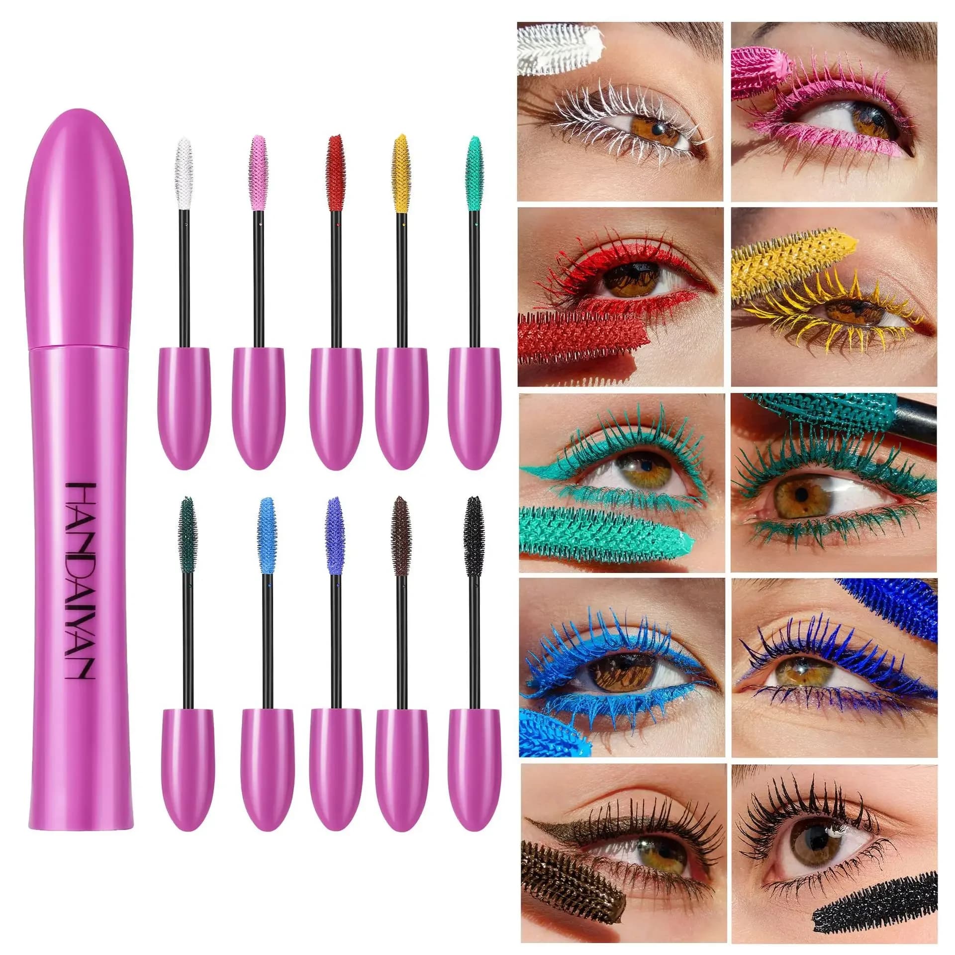 Colorful Silk Mascara Waterproof Blue Red Black Cream Inspection Stretching Cosmetic Curling for deburring-proof makeup