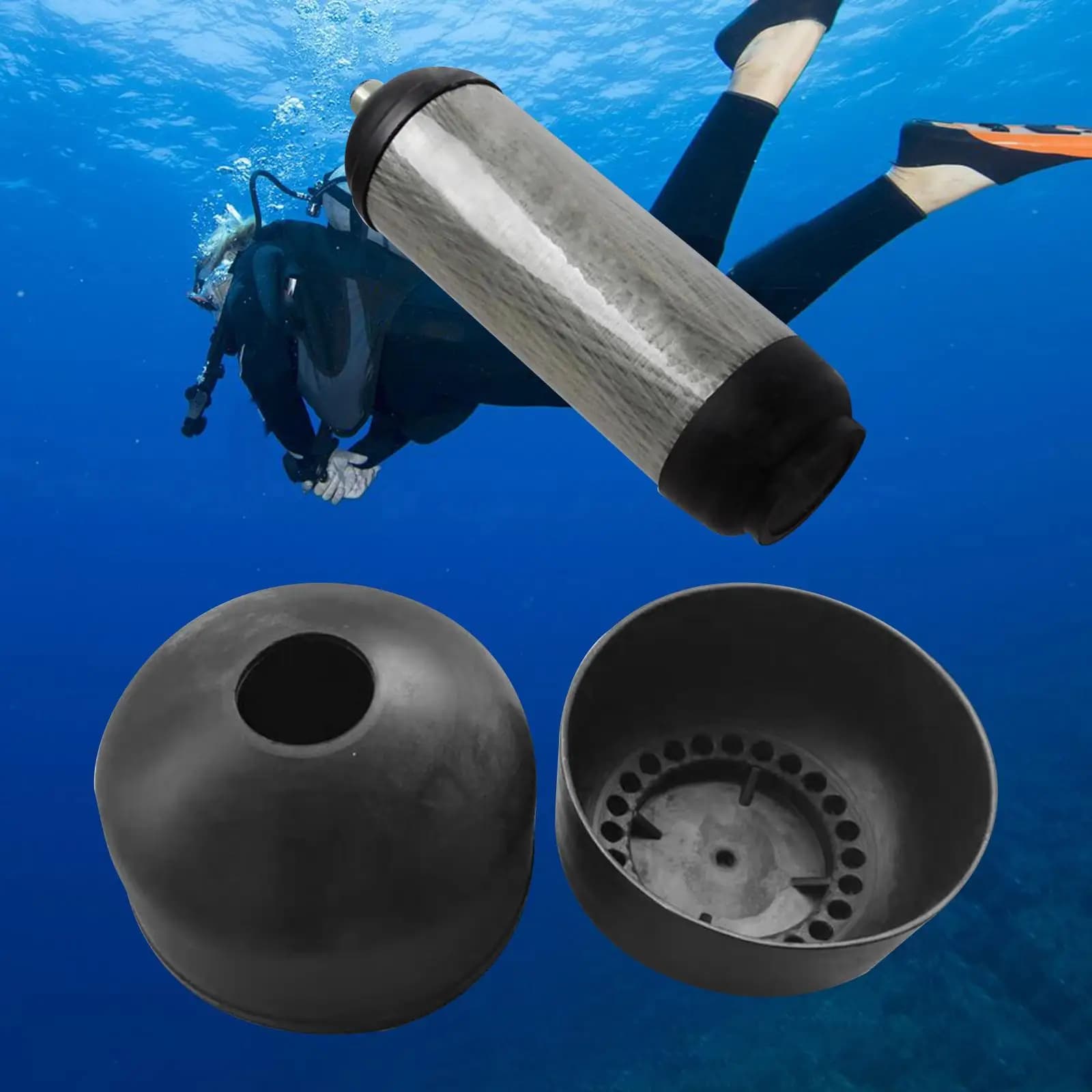 Scuba Tank Boot and Cap Dense Groove Design Holder Swimming Flat Bottom Protection for Diving Air Tank
