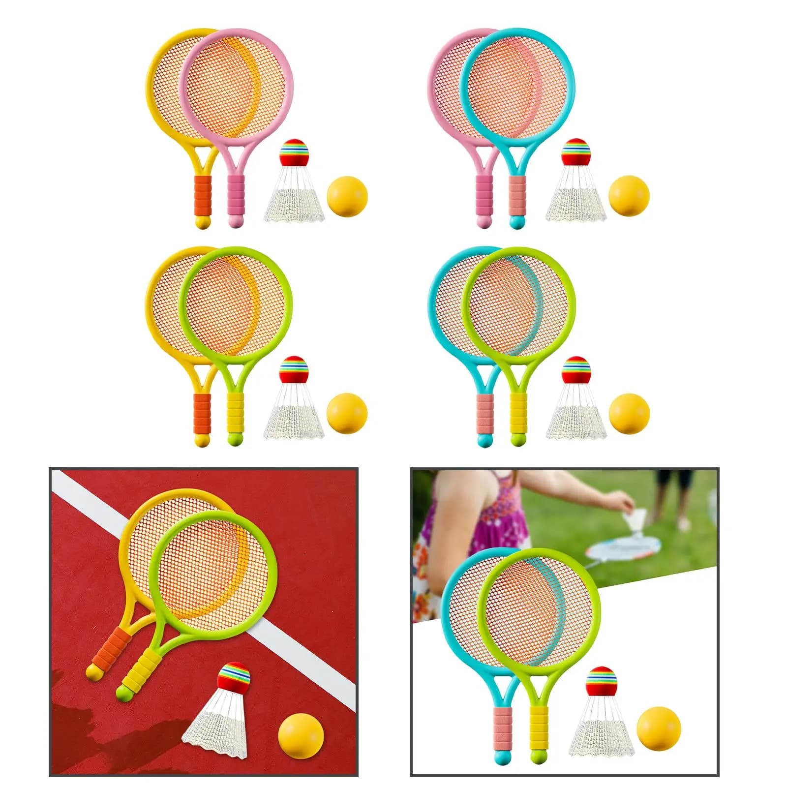 Children Badminton Tennis Set Parent Child Interactive Toy Tennis Racket for Kids for Boys Play Starter Players Backyard Beach
