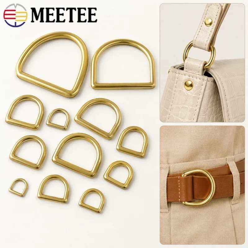 2-20Pcs 13-44mm Solid Brass D Ring Buckle Handbag Strap Connector Wallet Shoulder Loop Purse Link Leather Craft Accessories