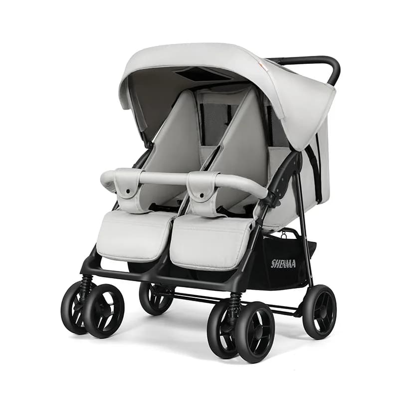 Passeggino doppio pieghevole portatile ad alto angolo seduto e sdraiato Passeggino doppio per bambini