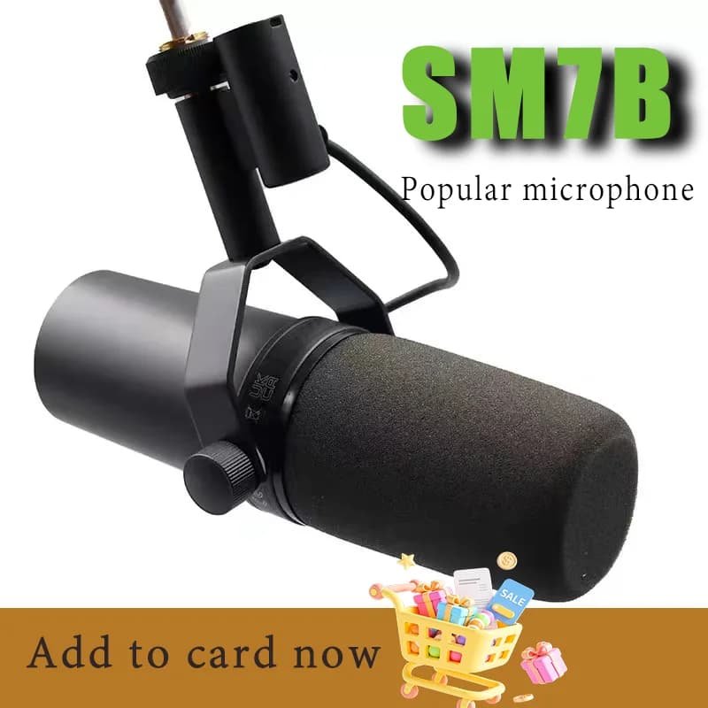 Set Microfono Dinamico Cardioide SM7B per Studio e Podcast - Microfono Nero in Metallo per Registrazione Live e Palco con Supporto e Filtro Anti-Pop