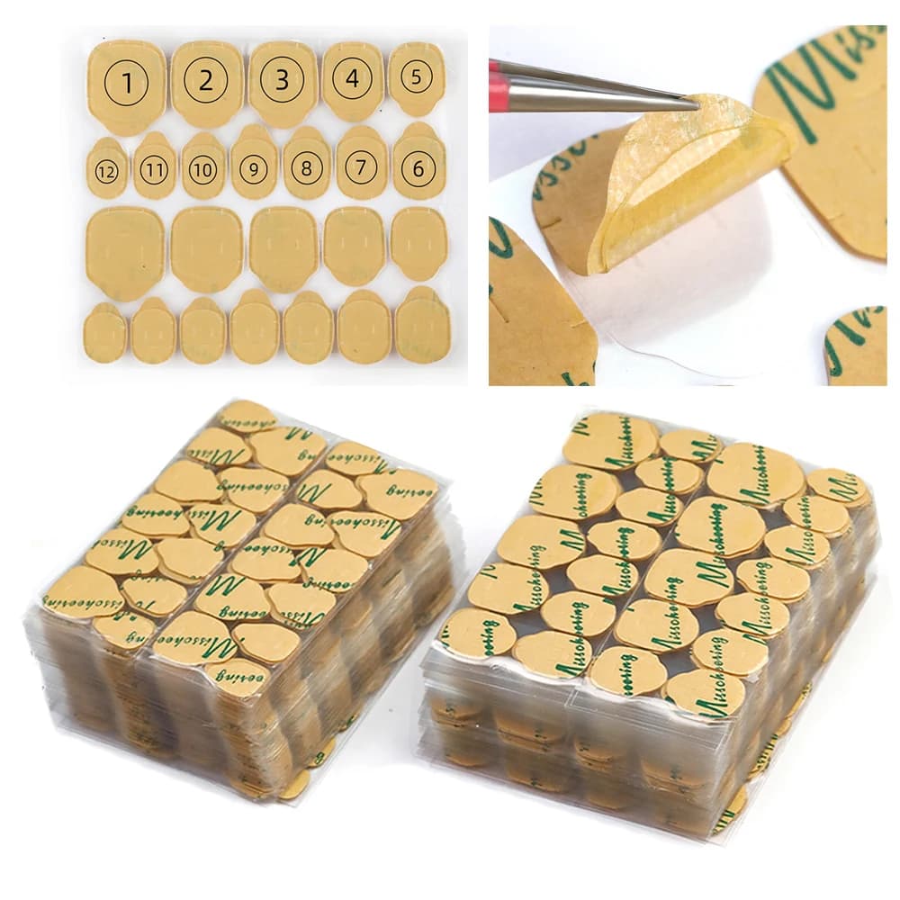 10 fogli/240 pezzi di nastro adesivo biadesivo per unghie finte, colla super adesiva, impermeabile, traspirante, trasparente, in gelatina