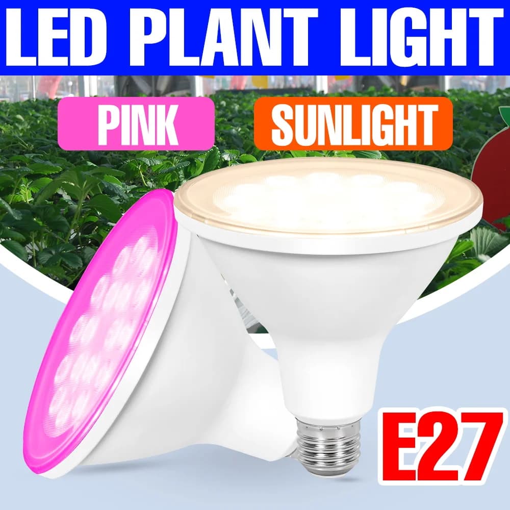 Lampada LED E27 per Coltivazione Indoor, Spettro Completo, per Frutta, Verdura e Piante in Vaso, Illuminazione Supplementare per Fiori, AC100-277V