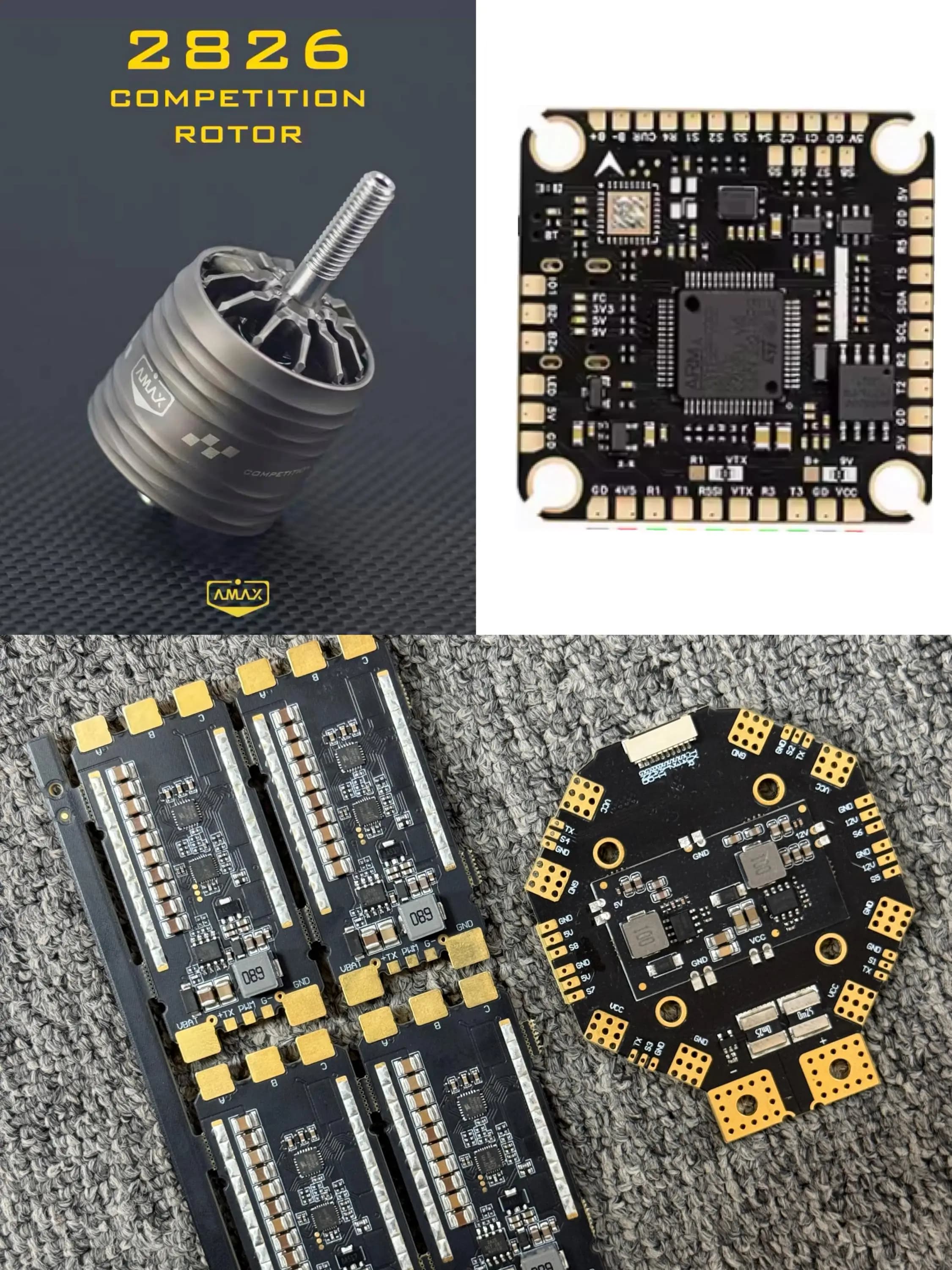 Motore Brushless 2826 800KV (4 Pezzi) + Controller di Volo F722 12S + ESC Separato 120A 12S (4 Pezzi) + Scheda di Distribuzione Alimentazione (4 Pezzi) - Ricambi Drone FPV