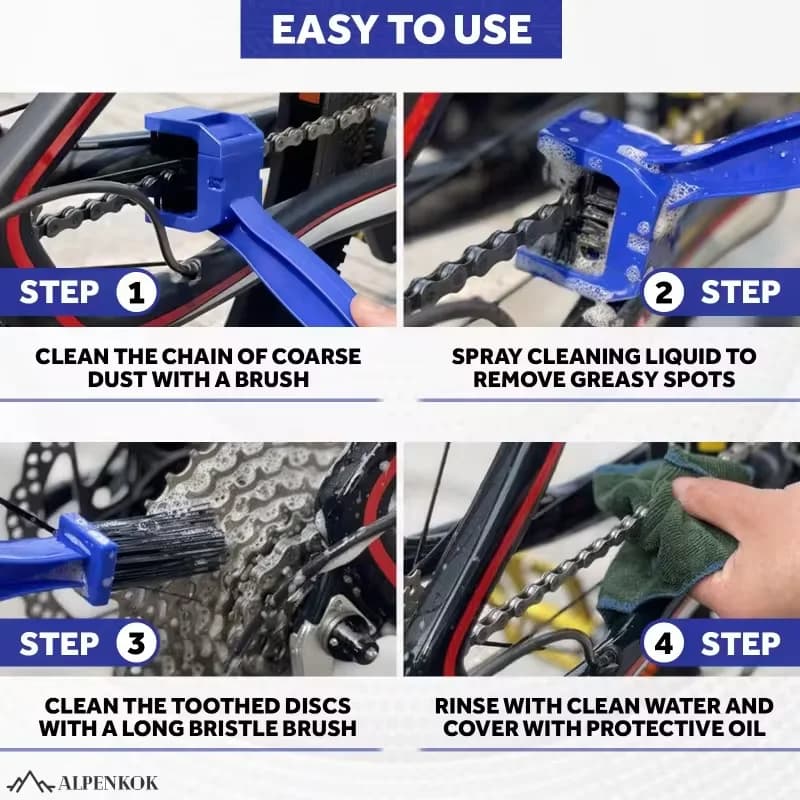 Spazzola per la pulizia della catena della bici da strada del motociclo, detergente per la catena della bicicletta portatile da 1 pezzo, kit di attrezzi per la pulizia della bicicletta, pulizia della catena del ciclismo Mainte