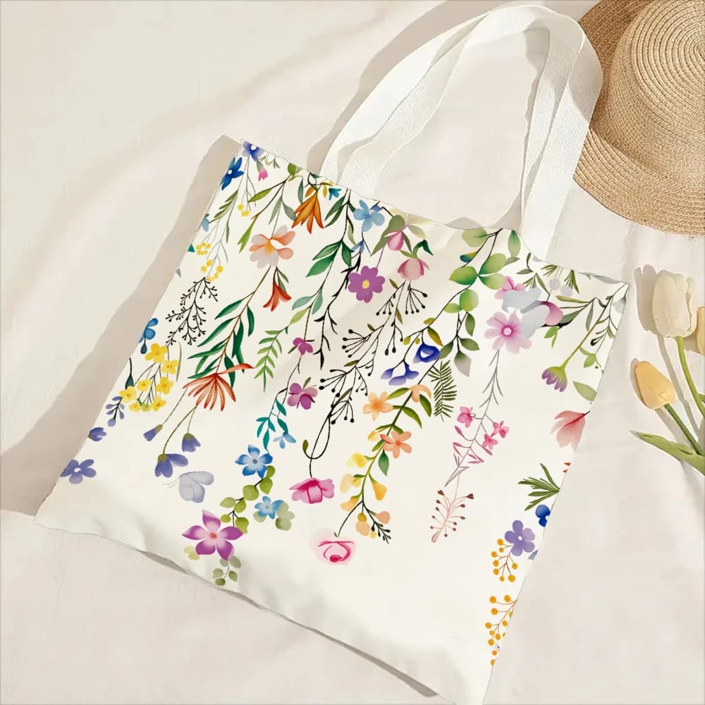 Borsa tote con stampa floreale, zaino alla moda riutilizzabile, borsa multifunzionale, borsa per la spesa stampata