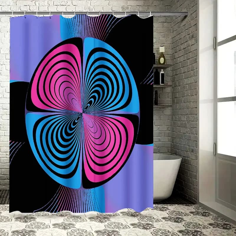 Accattivante tenda da doccia con design a spirale nero rosa blu viola per decorazioni da bagno, idea regalo perfetta per l'inaugurazione della casa
