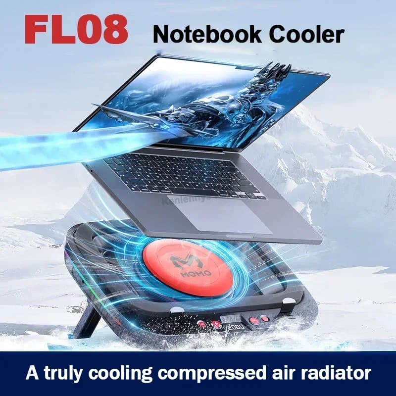 FL08 Dispositivo di raffreddamento per laptop Base di supporto di raffreddamento a vento forte Staffa di raffreddamento per giochi a pressione della ventola potente regolabile per notebook portatili