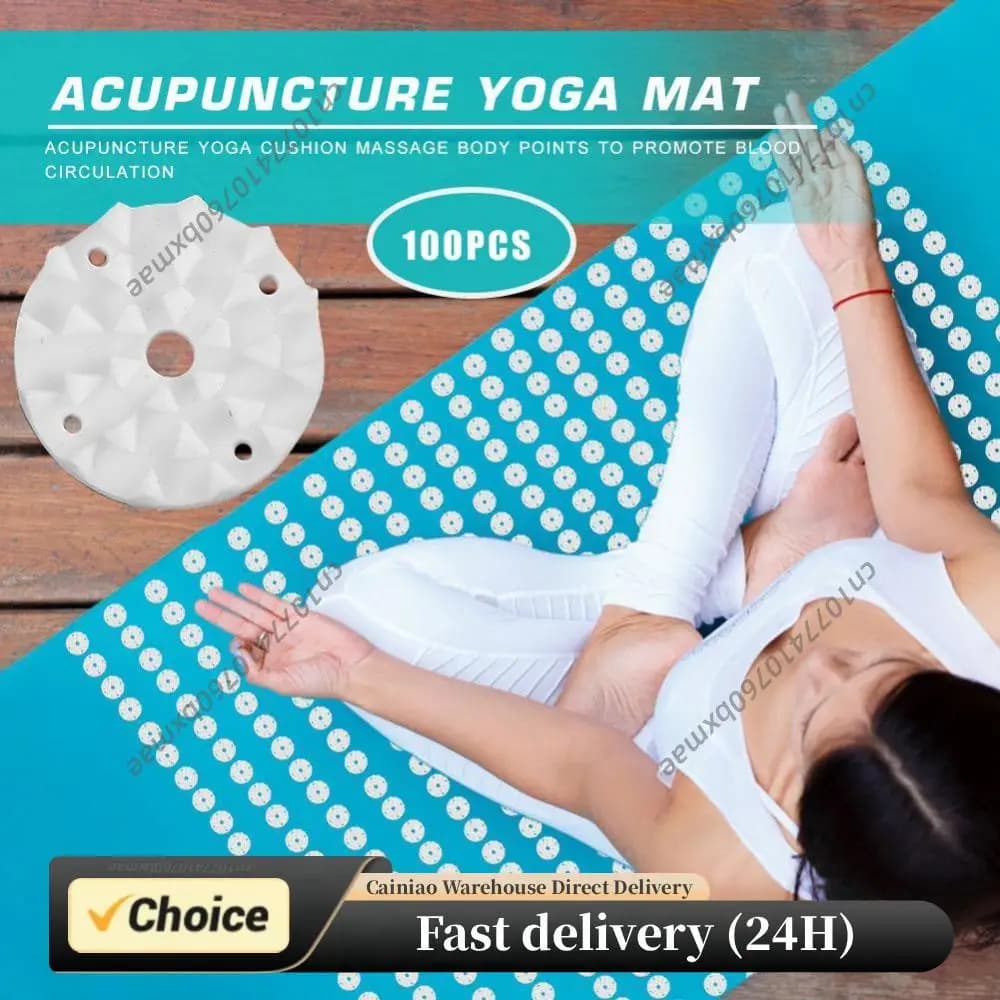 100 pz. Tappetino Yoga Agopressione con Punte, Cuscino Pilates in Plastica a Forma di Loto, Ago per Allenamento, per Esercizi Indoor e Ornamenti Sportivi
