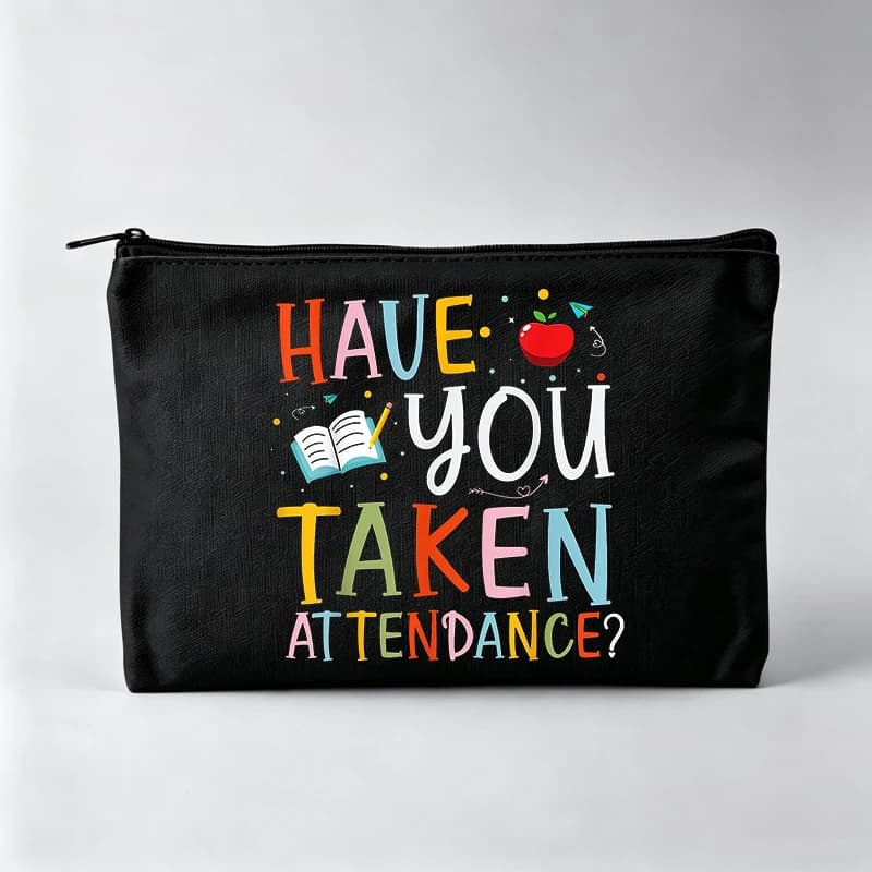 Teacher's Typography Print Makeup Bag, Slogan Style Cosmetic Pouch for Daily Use