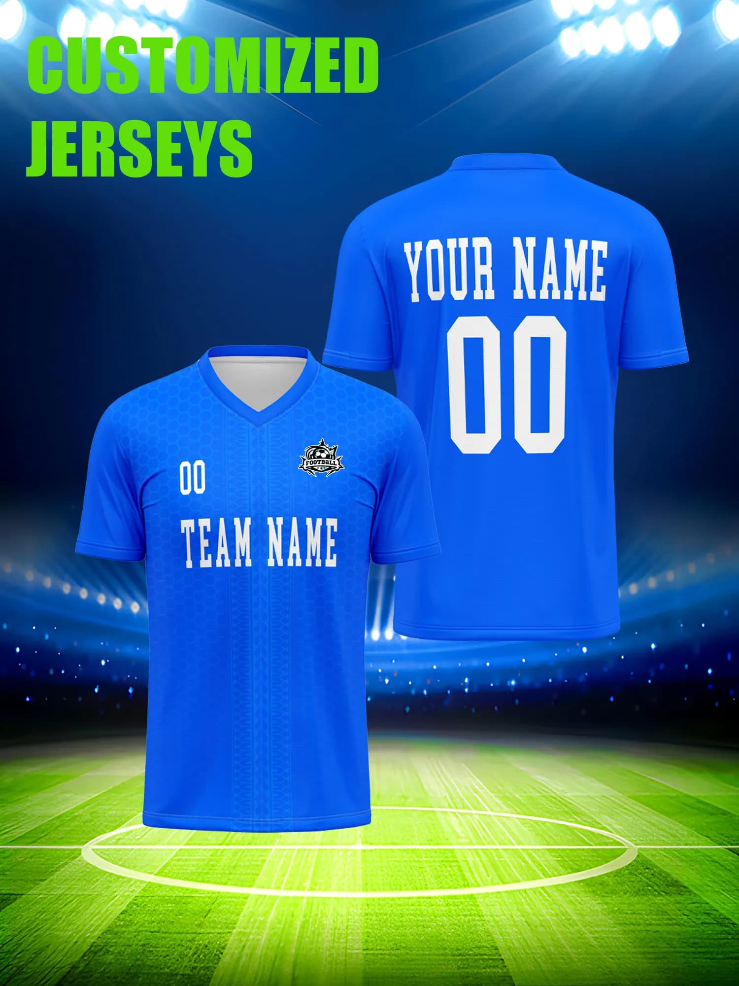 Custom football jersey with image, number and custom name, casual soccer fan clothing in street fashion style