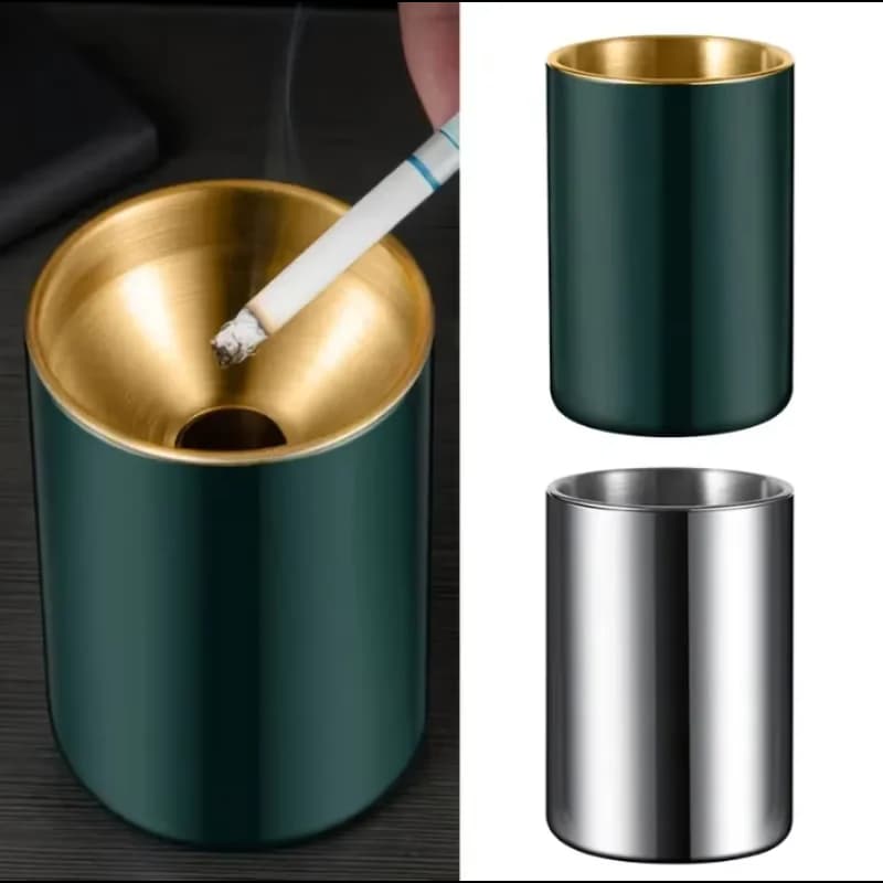 Stainless Steel Ashtray - Smokeless, Spill-Proof Design for Indoor & Outdoor Use, Easy-Clean Odor-Resistant Surface