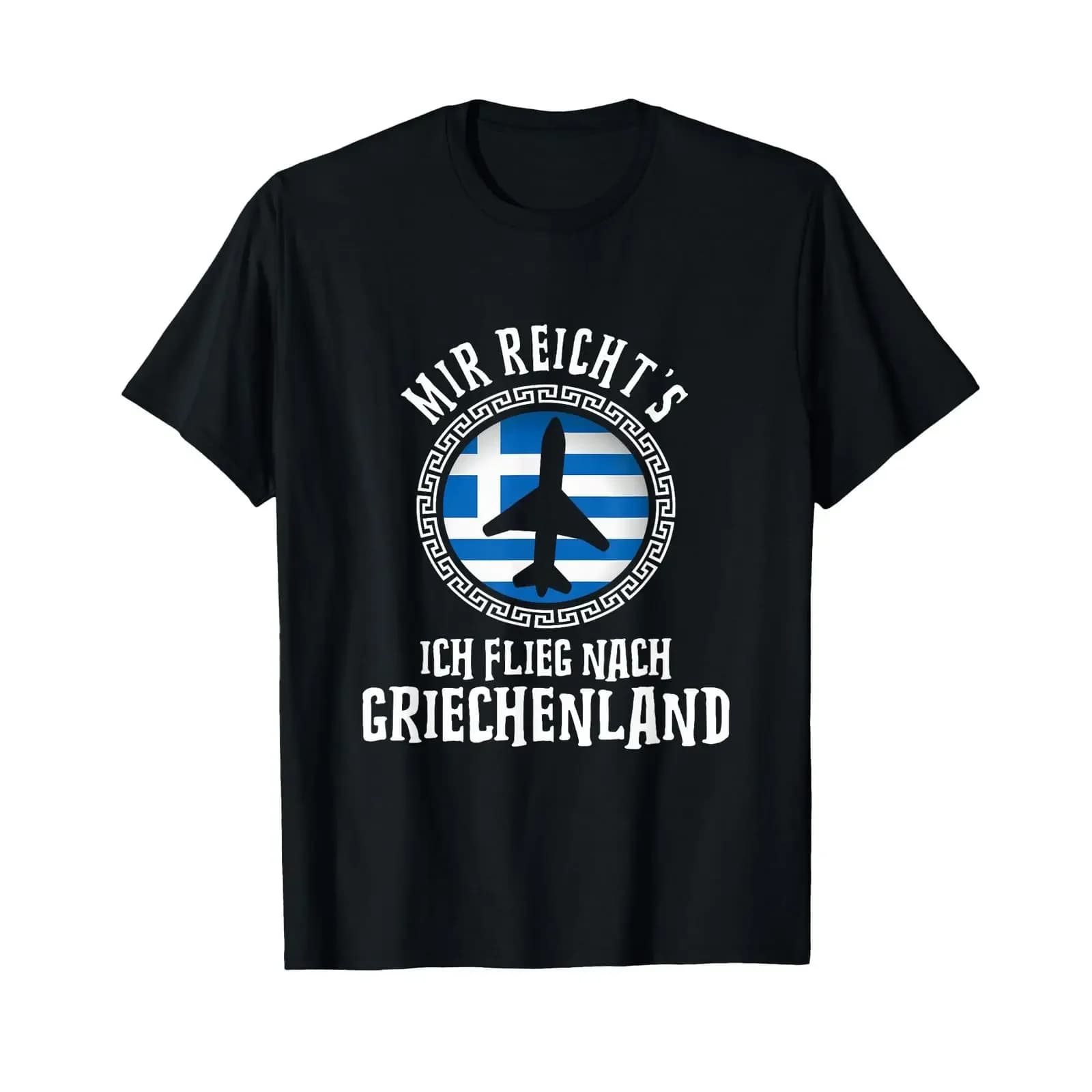 T-shirt vintage con slogan greco 'Ich flieg nach Griechenland' per le vacanze in Grecia, versatile, comoda, elegante, traspirante, morbida