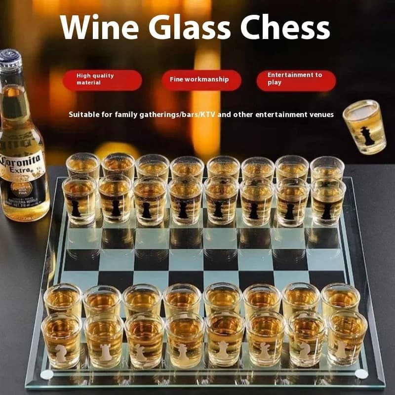 Set di bicchieri da vino in vetro trasparente Giochi per bere bar Giochi per feste a casa Whisky Cocktail Tequila Bar Gioco Set di scacchi Regalo per feste