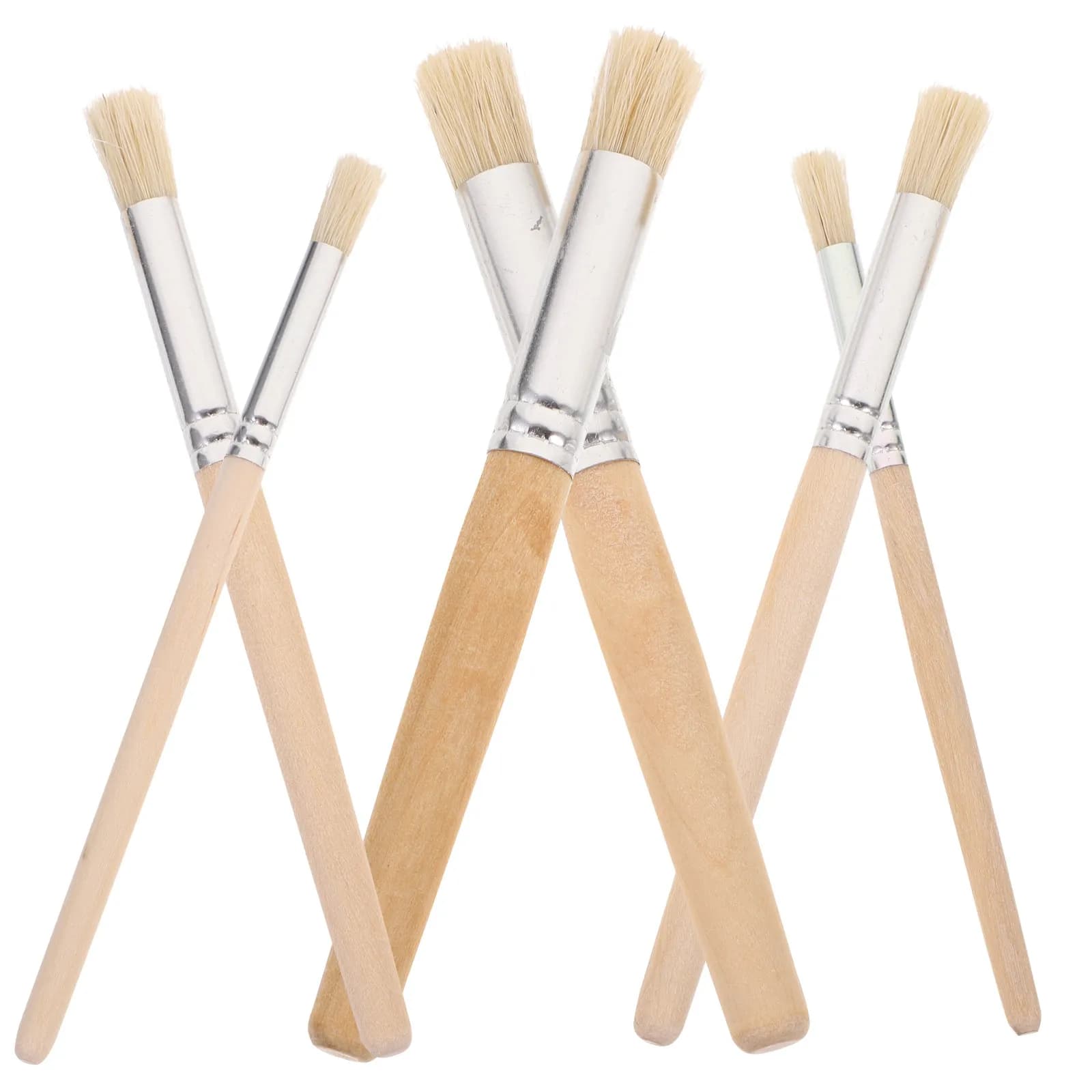 6Pcs Art Paint Brush Set Premium Synthetic Bristles Wooden Handle Perfect for Acrylic Watercolor Oil Gouache Face Painting on