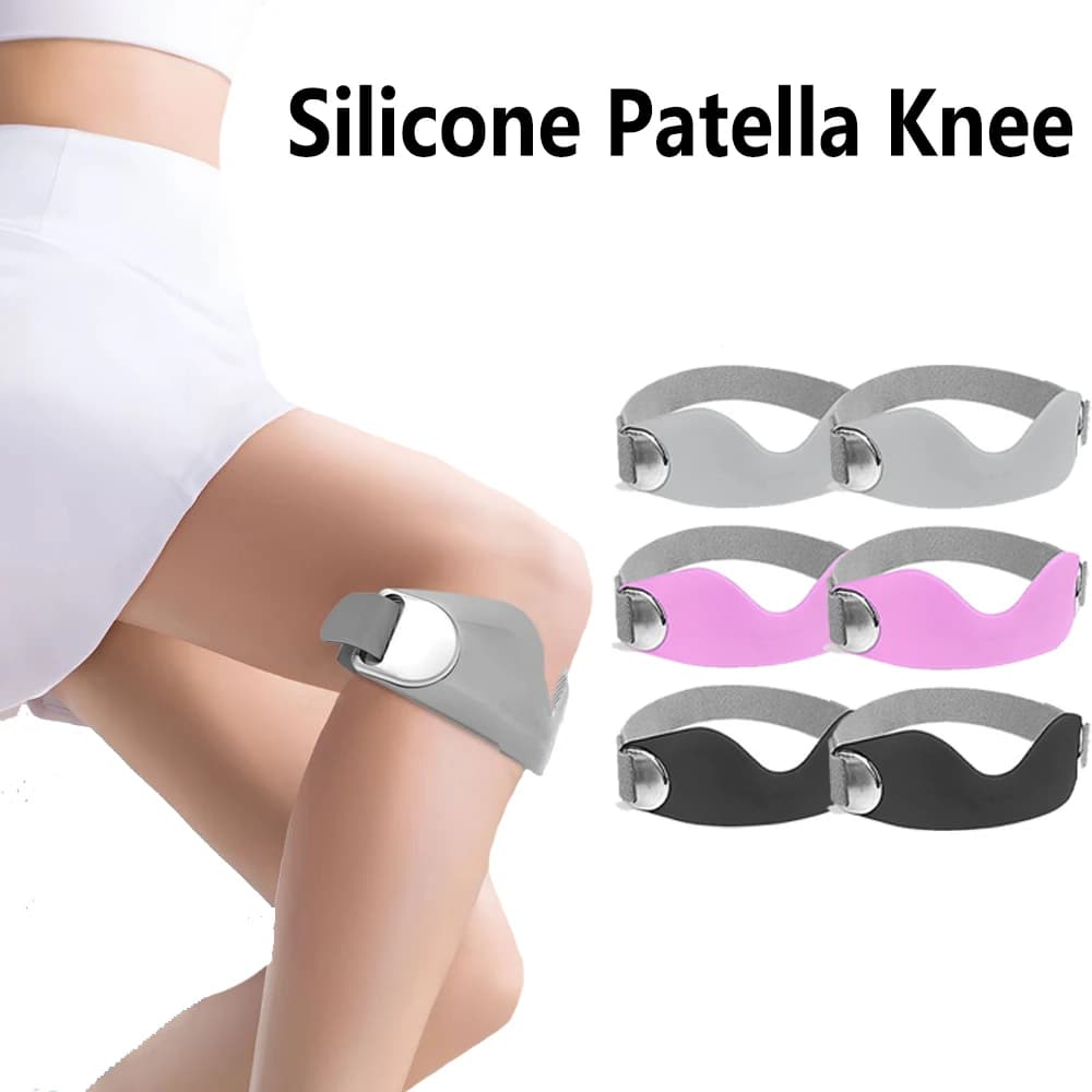 2 Pezzi Fascia di Supporto Regolabile in Silicone per Tendine Rotulee, Ginocchiera Antiscivolo per Sollievo dal Dolore, Fascia Rotulare per Ginocchio da Salto
