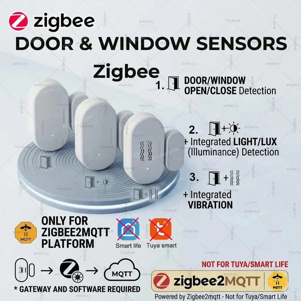 2 In 1 Zigbee Door Window Sensor With Lux Light/Vibration Sensor Home Security Alarm Door Detector Support Home Assistant Z2M