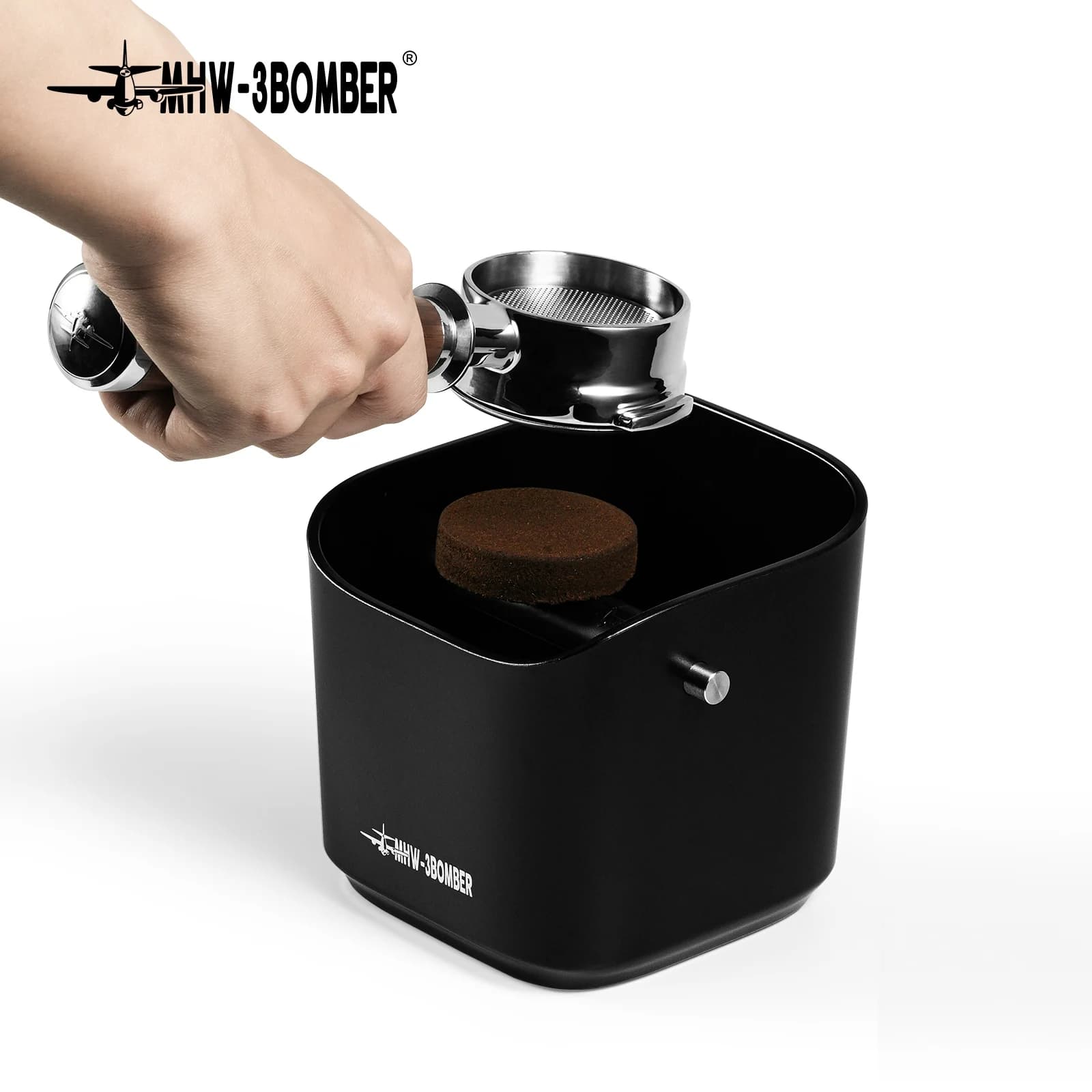 MHW-3BOMBER Knock Box 1.2L Coffee Knock Box con barra rimovibile e cuscinetti antiscivolo per accessori per caffè espresso macinato