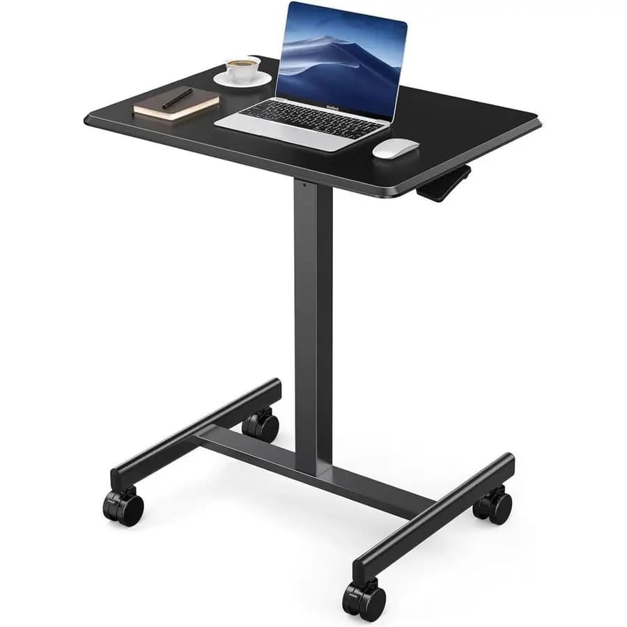 Piccola scrivania mobile portatile con ruote, tavolo per laptop, postazione di lavoro per computer regolabile in altezza, per ufficio domestico, 1